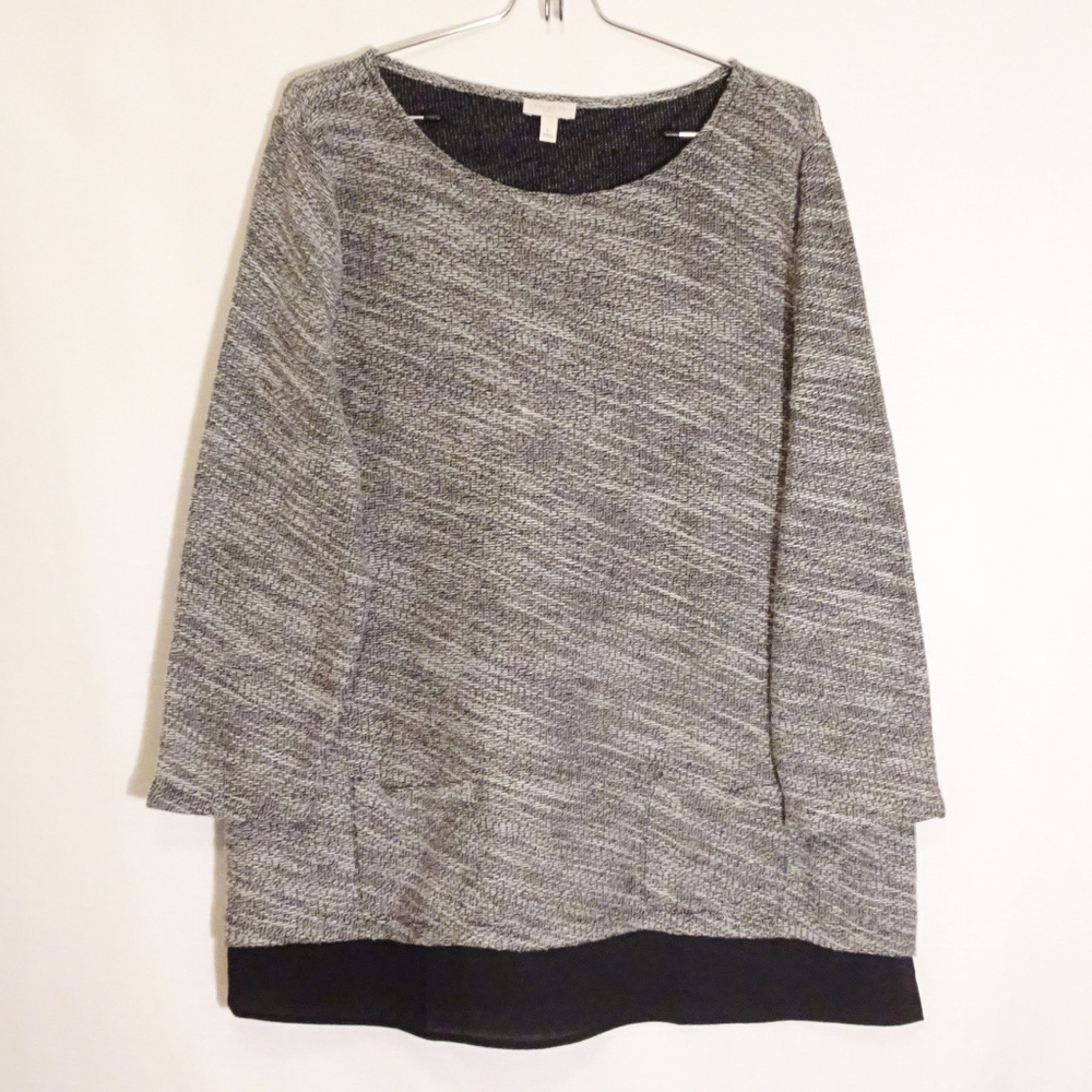 Talbots Womens Sweater Semi Fitted 3/4 Sleeve Gray